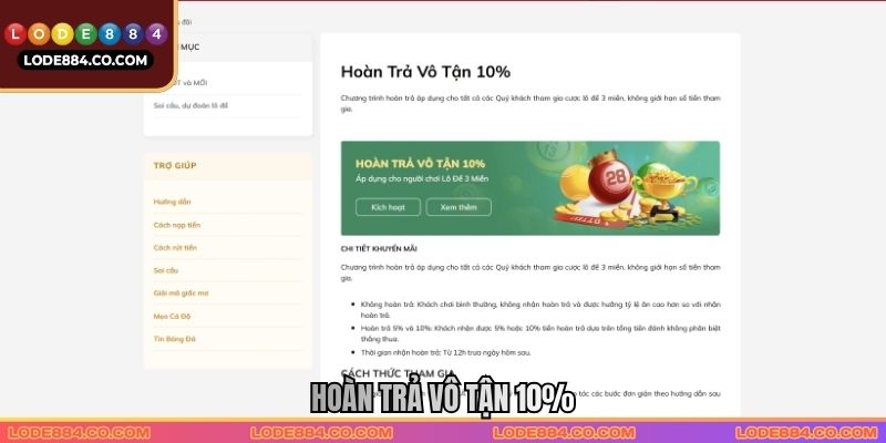 Hoàn Trả Vô Tận 10% Lode88 - Sự Kiện Ưu Đãi Hấp Dẫn